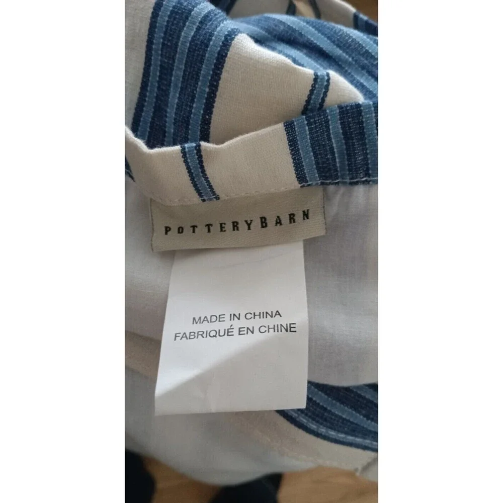 Pottery Barn Armchair Slipcover Linen Oxford Stripe Napa Farmhouse NEW Rare Find
